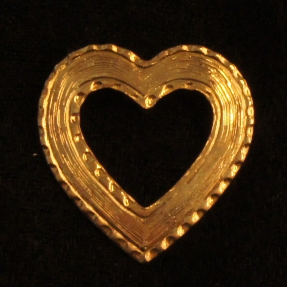 Gold Tone 1.25" Heart Brooch Open Heart Textured Layered Vintage Style Pin‎